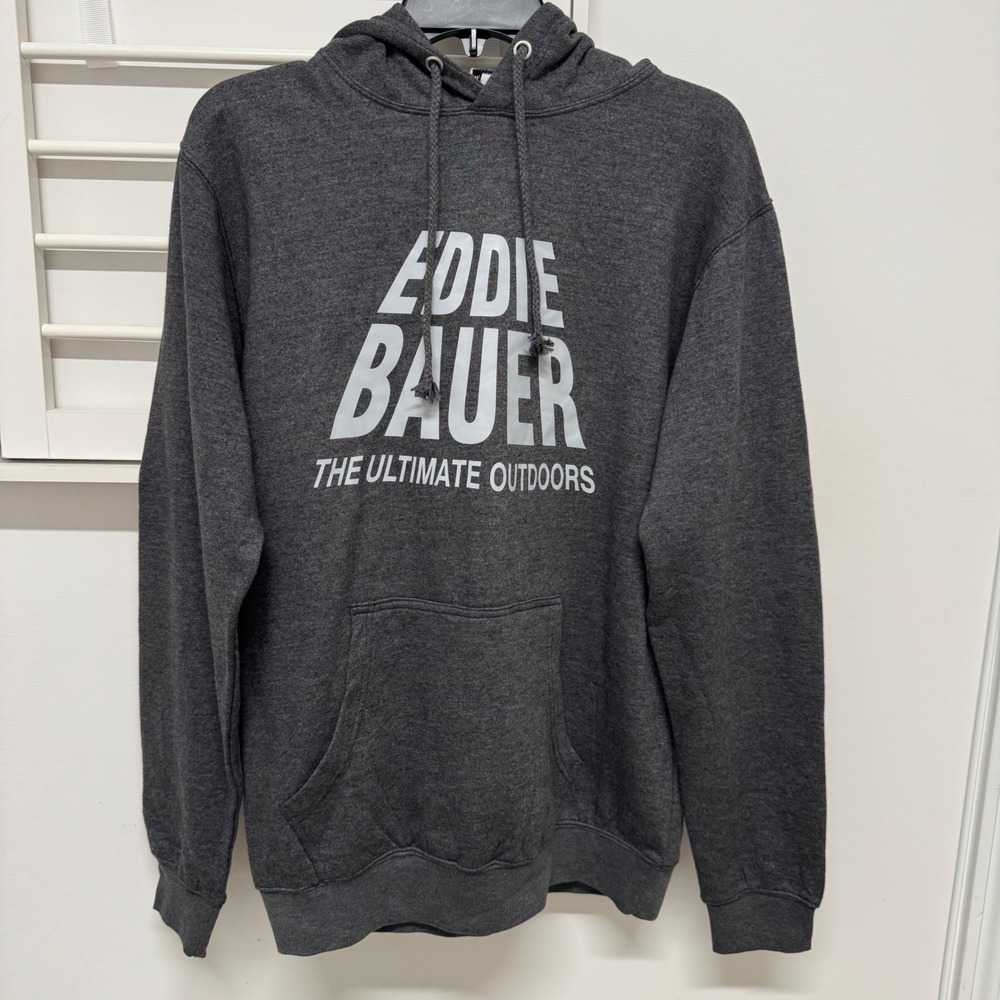 Eddie Bauer Workwear Mens Gray Ultimate Outdoors Foreman Fit Hoodie Large